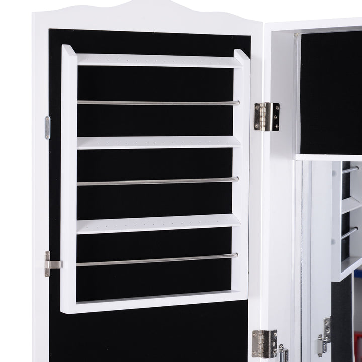 Freestanding Mirror Jewellery Cabinet Armoire Storage Organizer w/ Drawer - White