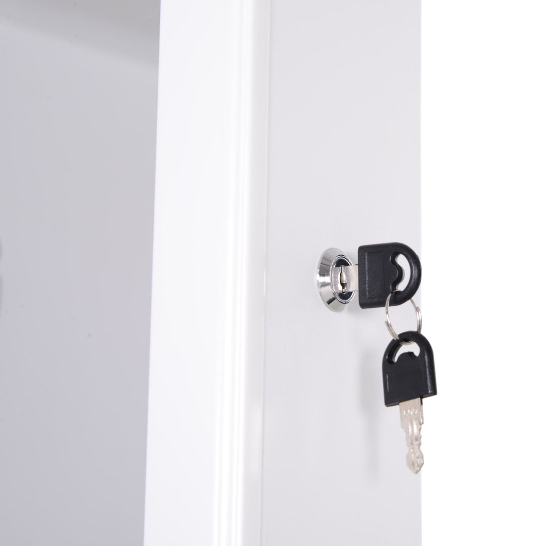 Freestanding Mirror Jewellery Cabinet Armoire Storage Organizer w/ Drawer - White