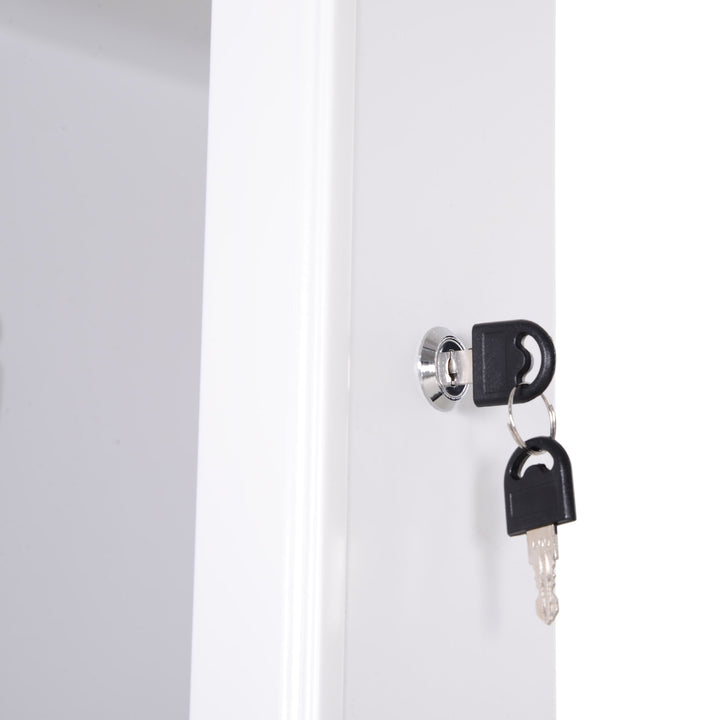 Freestanding Mirror Jewellery Cabinet Armoire Storage Organizer w/ Drawer - White