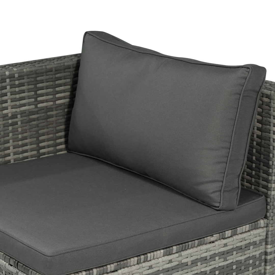 3pc Modular PE Rattan Wicker Loveseat Bistro Set w/ Cushions, Side Table Outdoor Patio, Grey