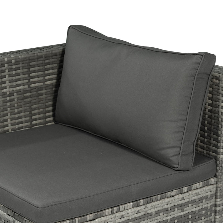 3pc Modular PE Rattan Wicker Loveseat Bistro Set w/ Cushions, Side Table Outdoor Patio, Grey