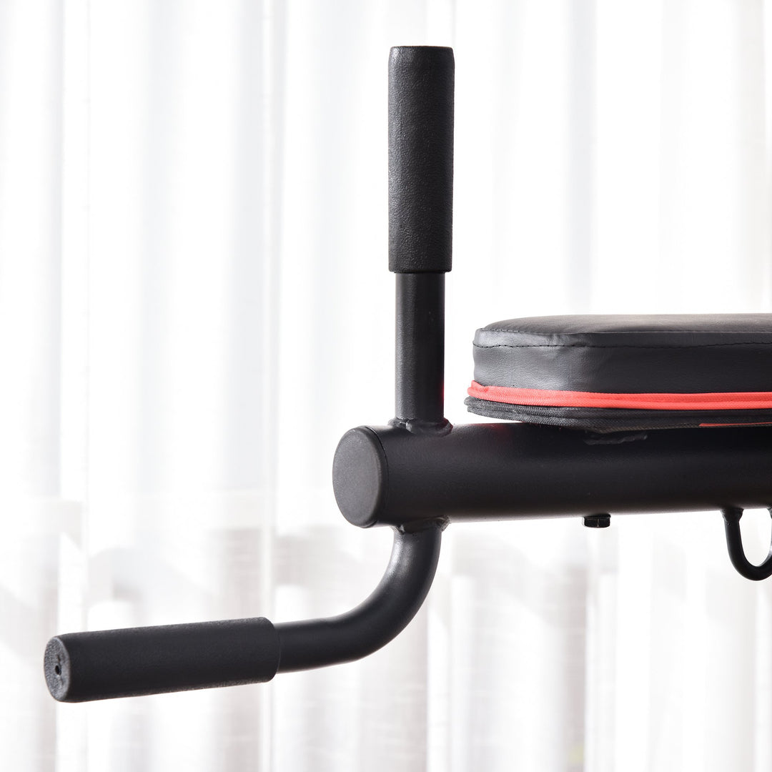 Multi-Use Full Body Calisthenics Stand for Home Gym w/ Pull-Up Bar and Bench Press - Black