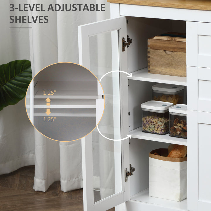 Modern Kitchen Dining Room Cupboard Sideboard Buffet Cabinet Glass Doors Drawers White & Oak