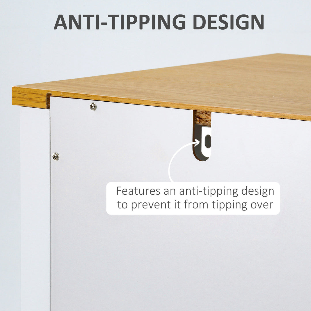 Modern Kitchen Dining Room Cupboard Sideboard Buffet Cabinet Glass Doors Drawers White & Oak