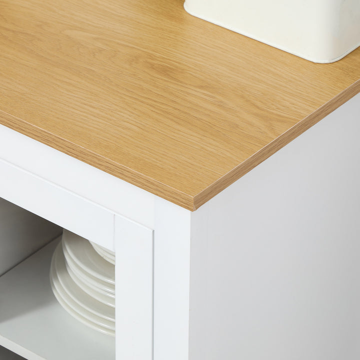 Modern Kitchen Dining Room Cupboard Sideboard Buffet Cabinet Glass Doors Drawers White & Oak