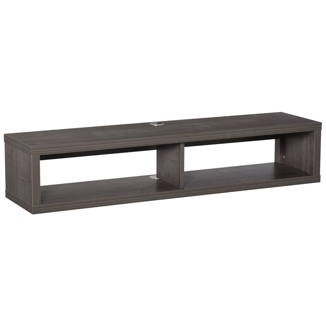 Wall-Mounted Floating Media Center Console TV Component Entertainment Shelf - Grey Woodgrain