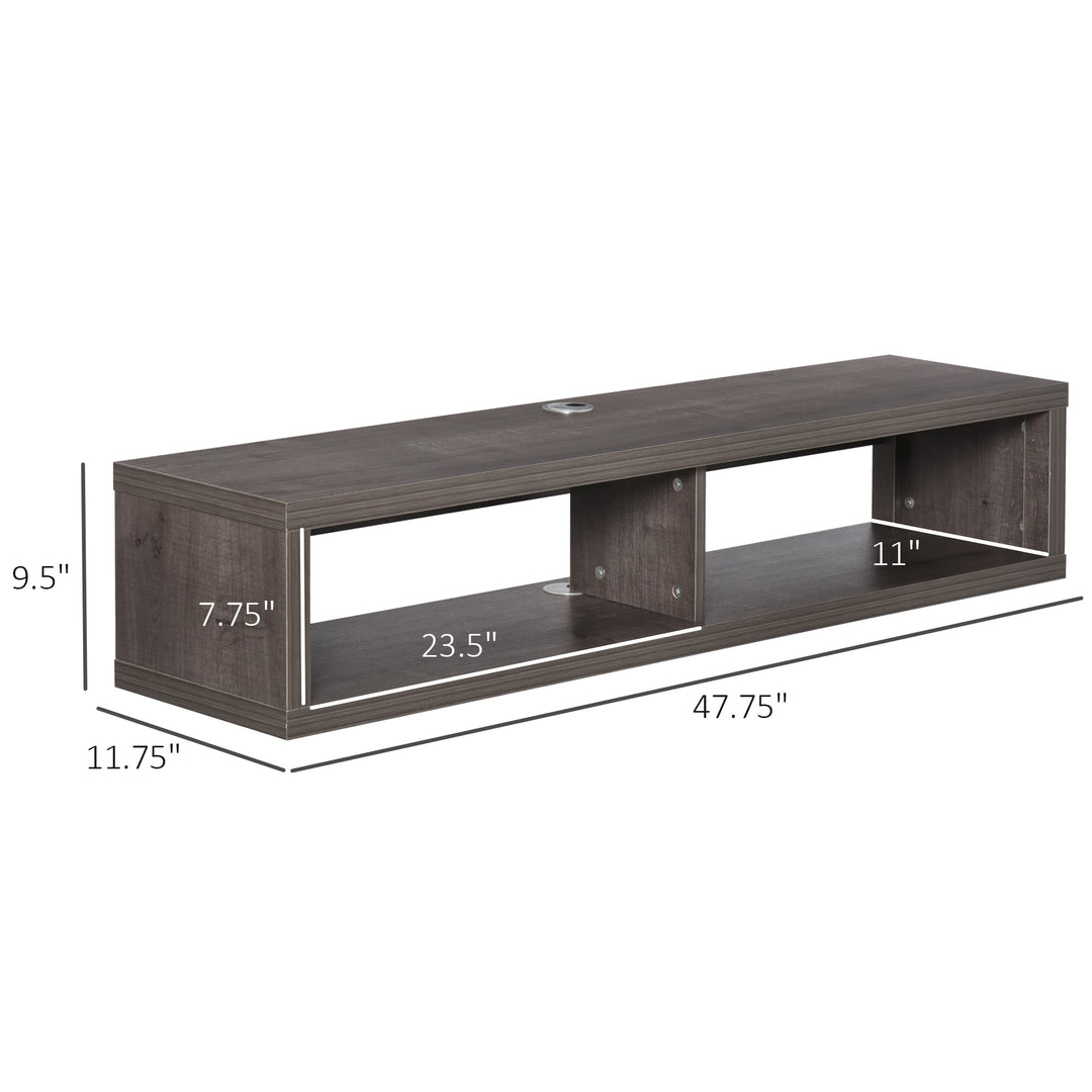 Wall-Mounted Floating Media Center Console TV Component Entertainment Shelf - Grey Woodgrain