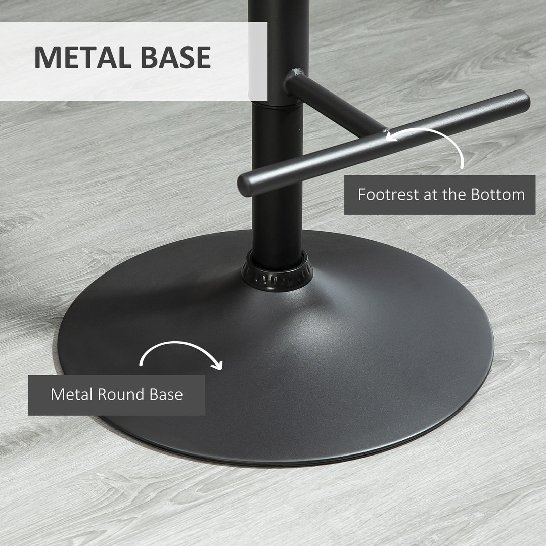 Set of 2 Modern Faux Leather Diamond Tufted Adjustable Bar Stools w/ Footrests - Coffee & Black