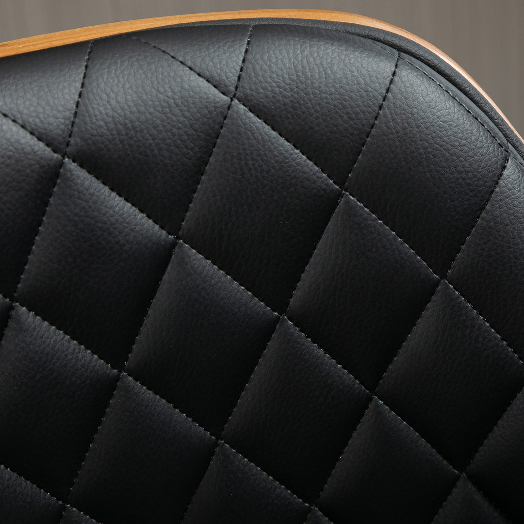 Set of 2 Modern Faux Leather Diamond Tufted Adjustable Bar Stools w/ Footrests - Coffee & Black