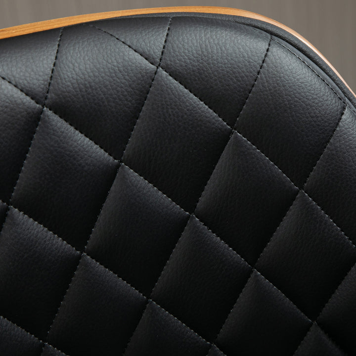 Set of 2 Modern Faux Leather Diamond Tufted Adjustable Bar Stools w/ Footrests - Coffee & Black