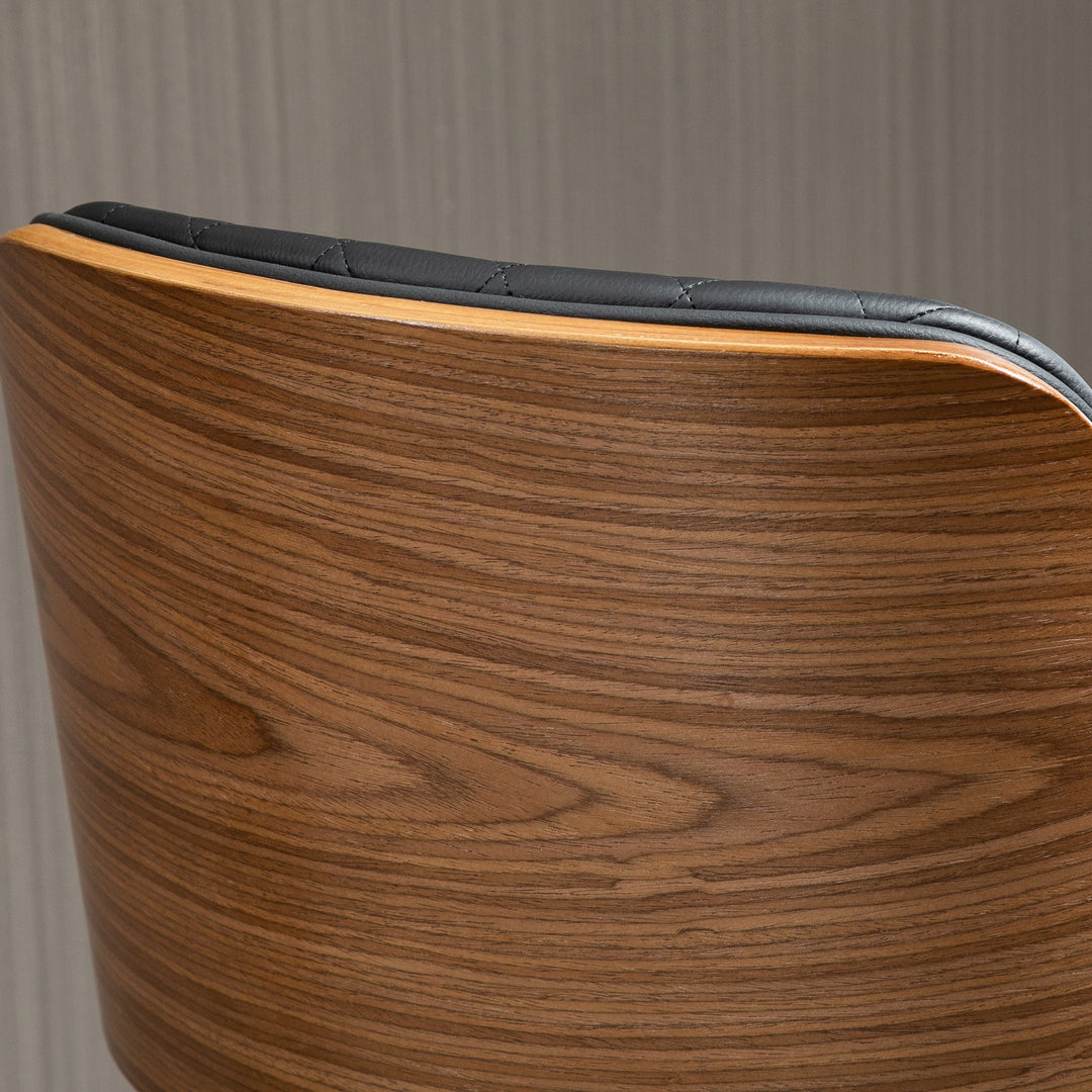 Set of 2 Modern Faux Leather Diamond Tufted Adjustable Bar Stools w/ Footrests - Coffee & Black