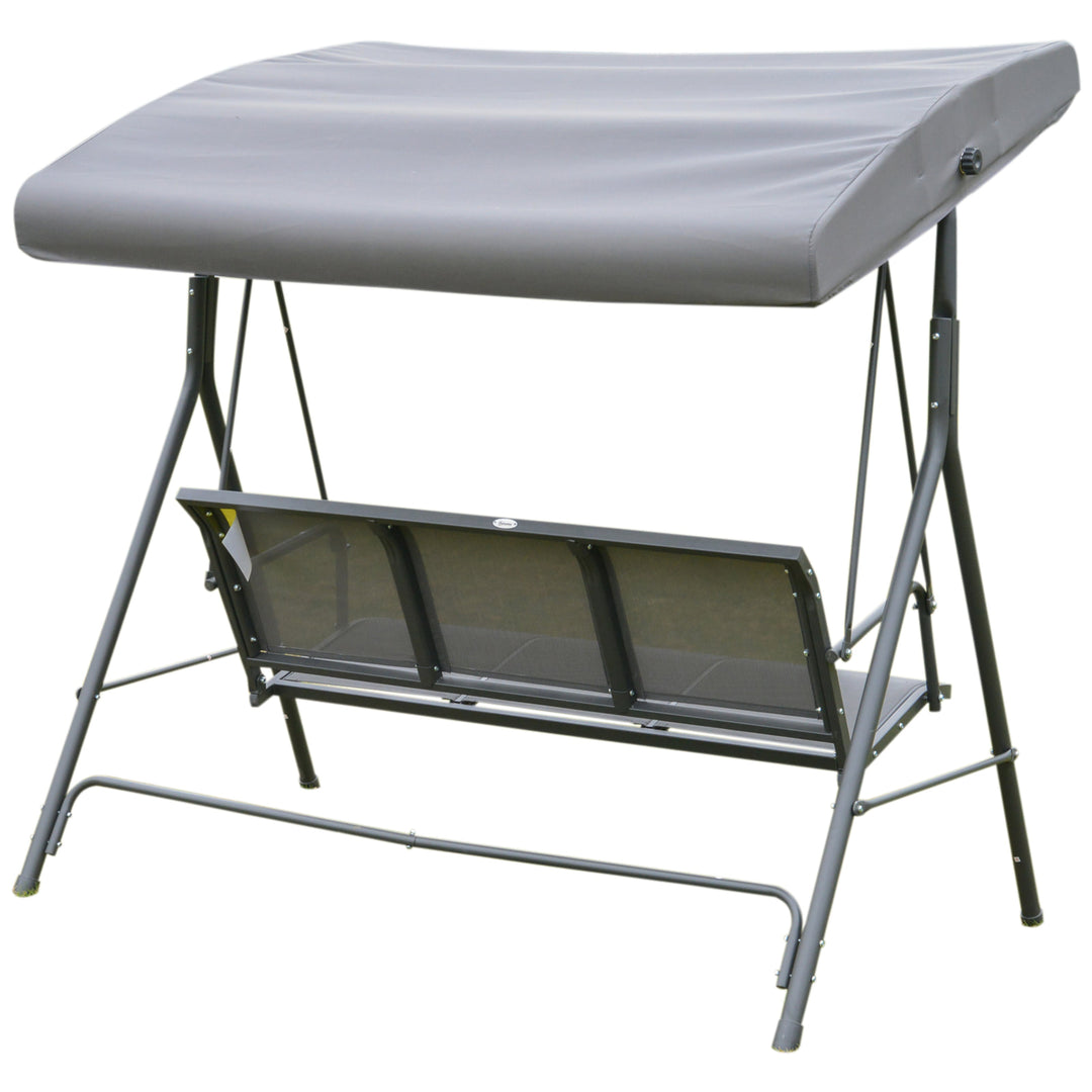 Outdoor 3-Seater Textilene Swing Lounger w/ Adjustable Canopy for Patio Backyard Garden - Grey
