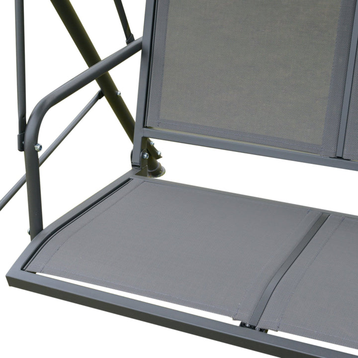 Outdoor 3-Seater Textilene Swing Lounger w/ Adjustable Canopy for Patio Backyard Garden - Grey