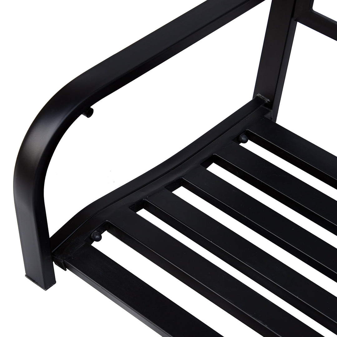 Outdoor 2-Seater Metal Decorative Hanging Swing for Patio Backyard Garden Deck Porch - Black