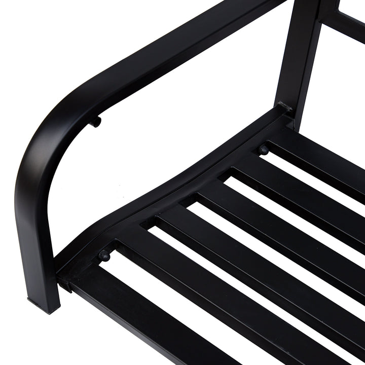 Outdoor 2-Seater Metal Decorative Hanging Swing for Patio Backyard Garden Deck Porch - Black