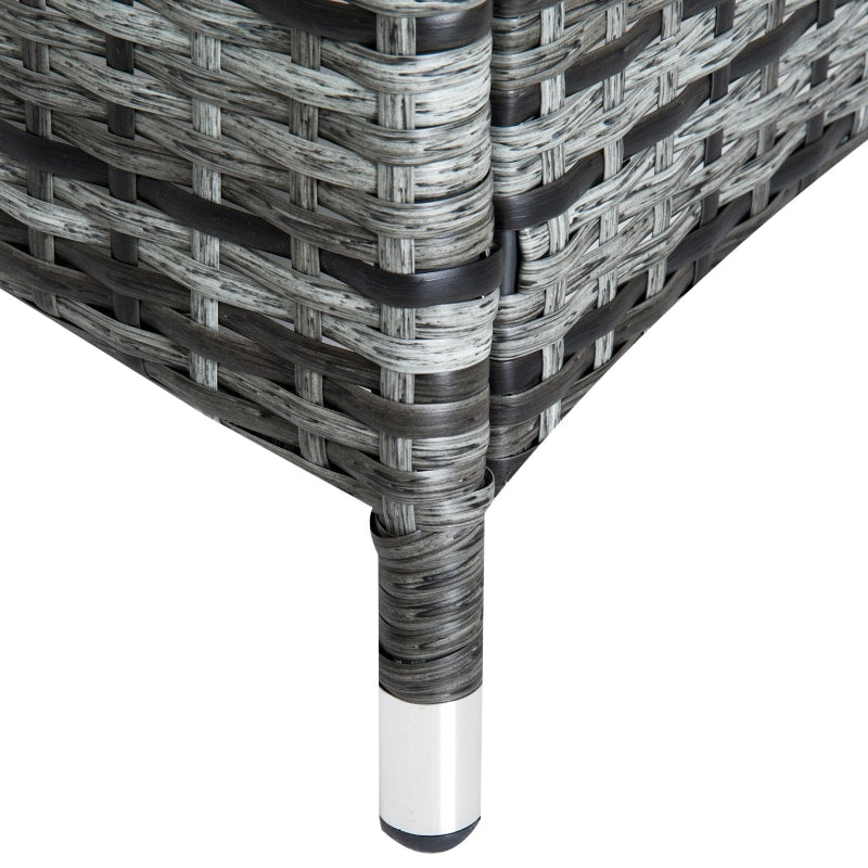 3pc PE Rattan Wicker Sun Lounger Recliner Patio Deck Chaise Set w Cushions, Table, Wheels, Grey