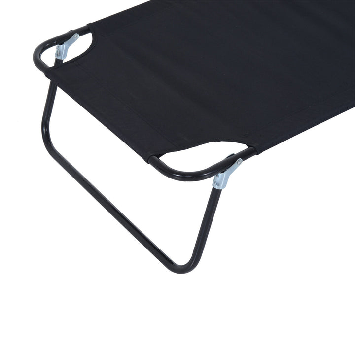 Folding Chaise Recline Sun Lounger w Pillow and Face Reading Hole, Beach Patio Pool Deck, Black