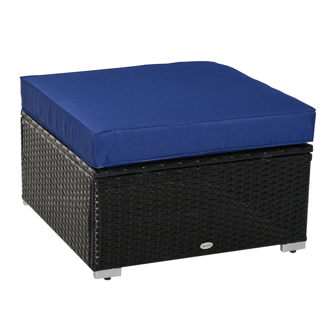 6pc PE Rattan Wicker Conversation Sectional Sofa Patio Seating Set w/ Cushions – Black, Blue