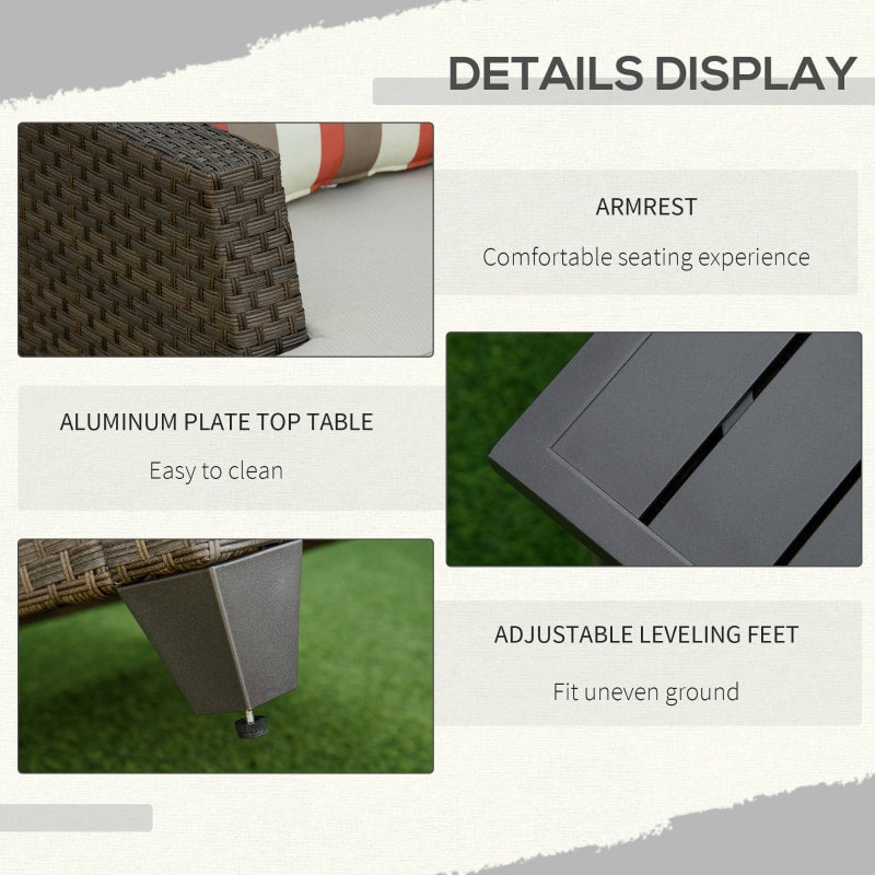 8pc Premium PE Rattan Wicker Conversation Set w/ Cushions for Outdoor Patio Deck, Brown, Beige