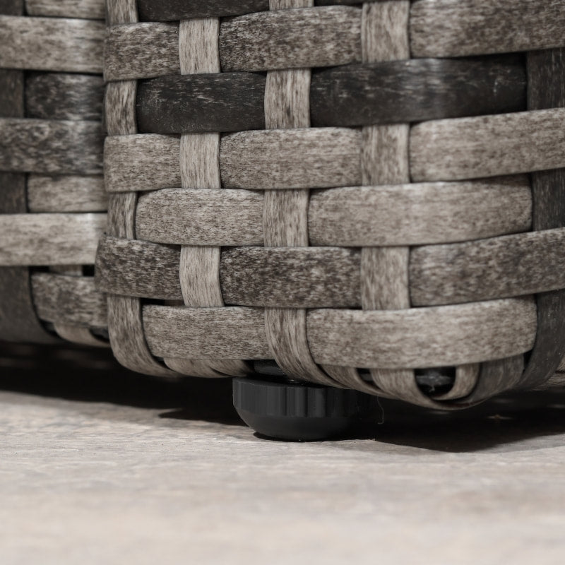 6pc Premium PE Rattan Wicker Conversation Patio Set w Cushions, Storage, Tables - Grey, Dk Blue