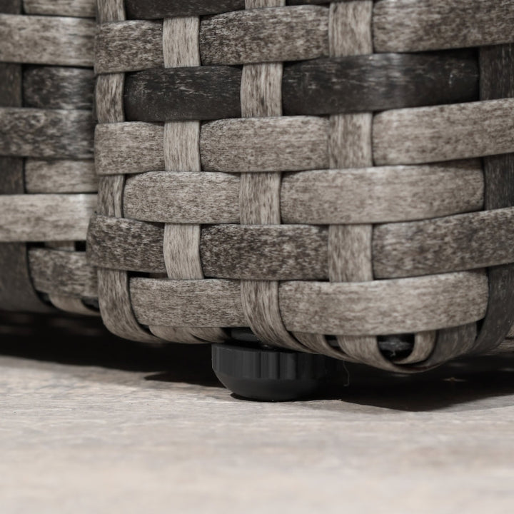 6pc Premium PE Rattan Wicker Conversation Patio Set w Cushions, Storage, Tables - Grey, Dk Blue