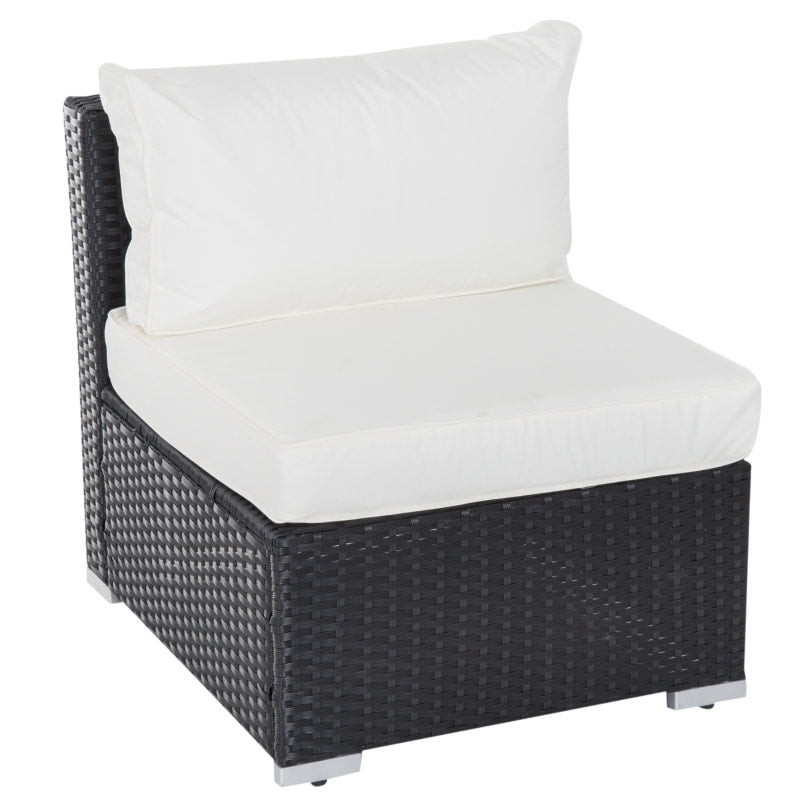 6pc L-Shape Rattan Wicker Sectional Patio Sofa w Storage Tables, Cushions - Black, Cream White