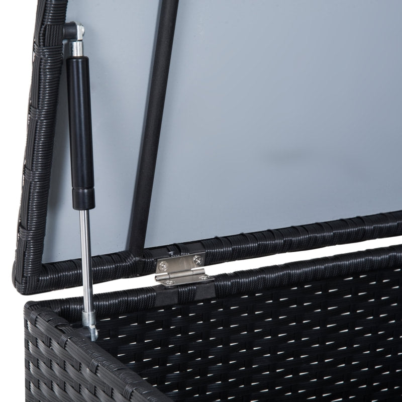 6pc L-Shape Rattan Wicker Sectional Patio Sofa w Storage Tables, Cushions - Black, Cream White