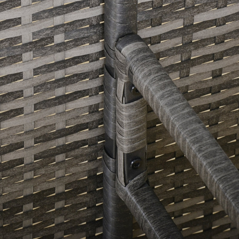 6pc L-Shape PE Rattan Wicker Outdoor Dining Patio Furniture Set w Cushions, Ottomans, Grey Mix