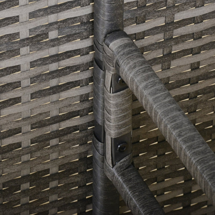 6pc L-Shape PE Rattan Wicker Outdoor Dining Patio Furniture Set w Cushions, Ottomans, Grey Mix