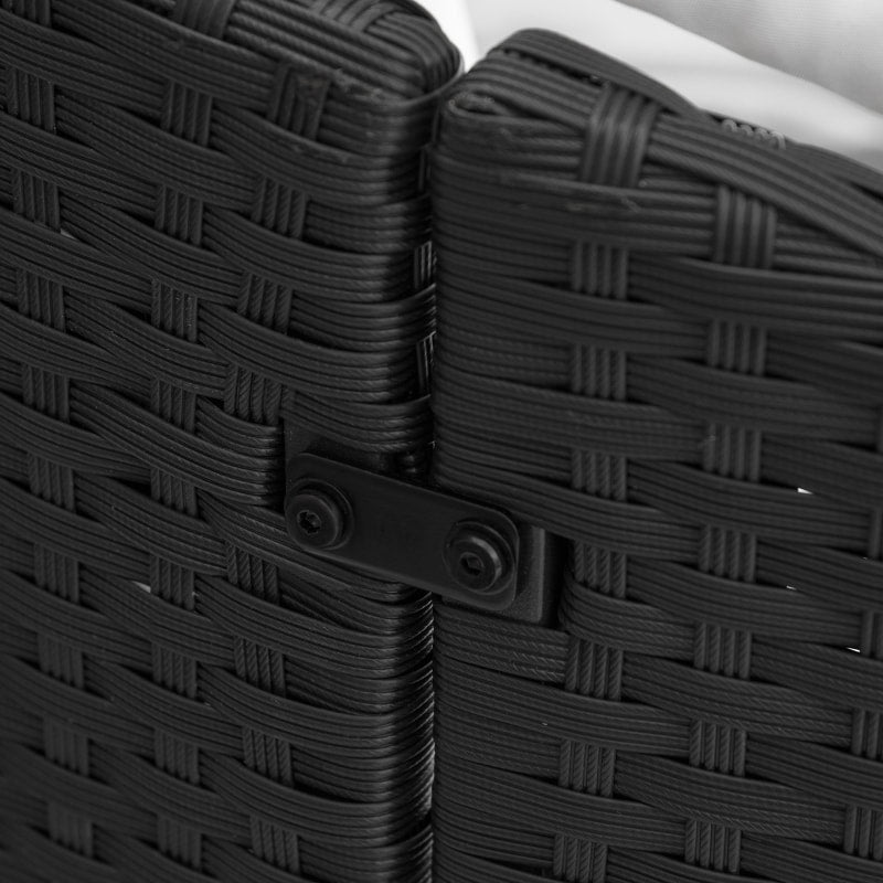 4pc PE Rattan Wicker Canopy Daybed Lounge Patio Conversation Set w Cushions, Cream White, Black