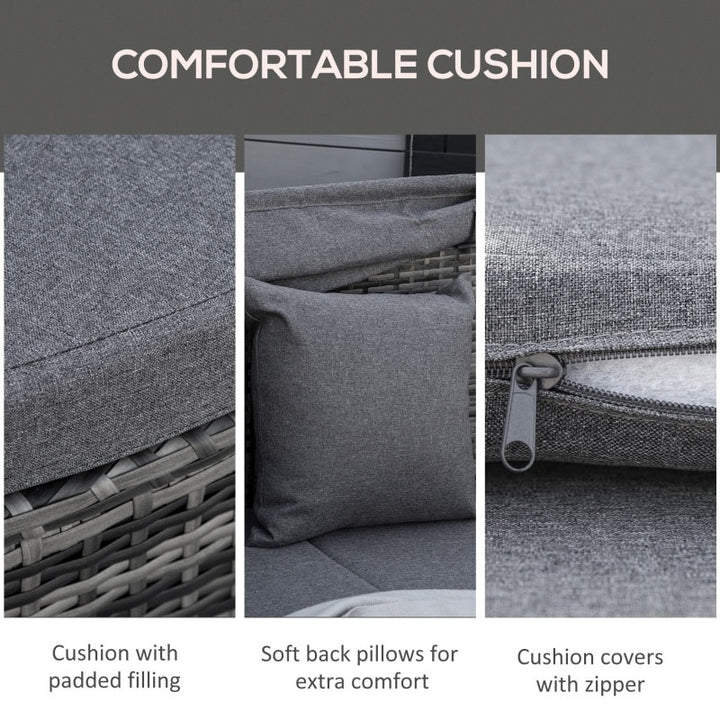 4pc PE Rattan Wicker Canopy Daybed Lounge Outdoor Patio Conversation Set w Cushions, Mixed Grey