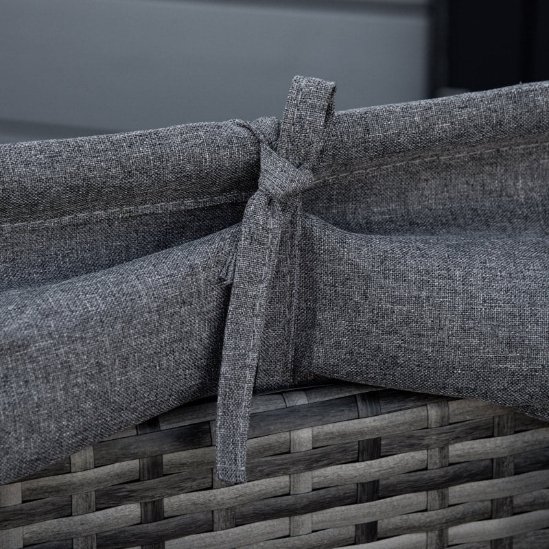 4pc PE Rattan Wicker Canopy Daybed Lounge Outdoor Patio Conversation Set w Cushions, Mixed Grey