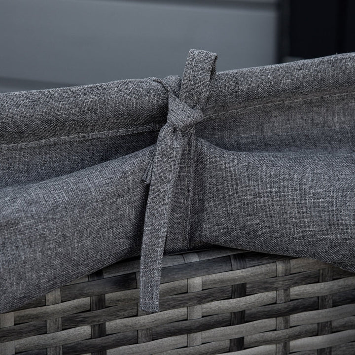 4pc PE Rattan Wicker Canopy Daybed Lounge Outdoor Patio Conversation Set w Cushions, Mixed Grey