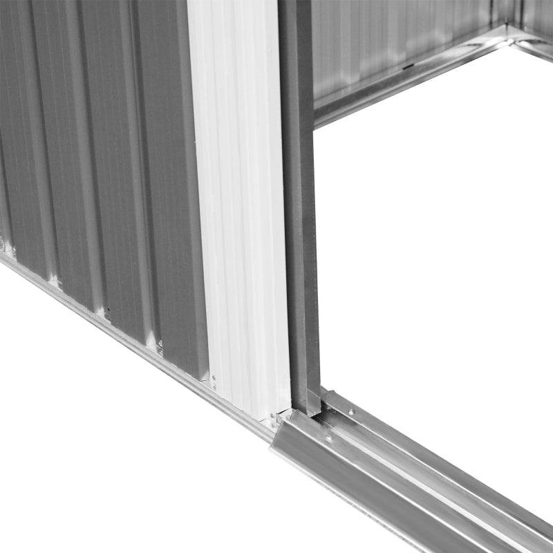 6.5’ x 8.5’ Outdoor Metal Storage Shed Organizer w/ Double Doors, Drainage for Patio - Grey