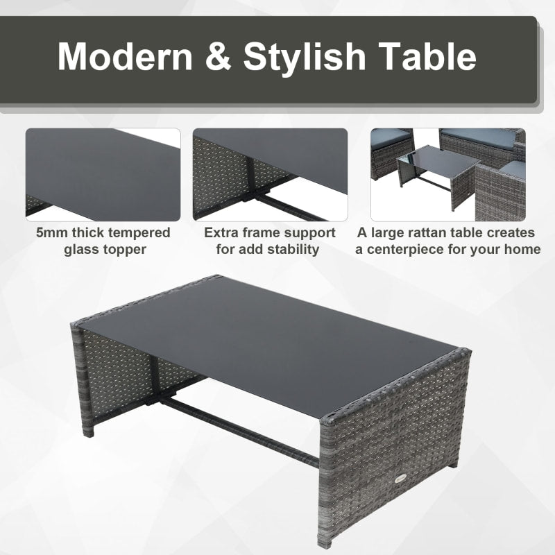 4pc PE Rattan Wicker Galvanized Steel Conversation Furniture Set w Cushions Outdoor Patio, Grey