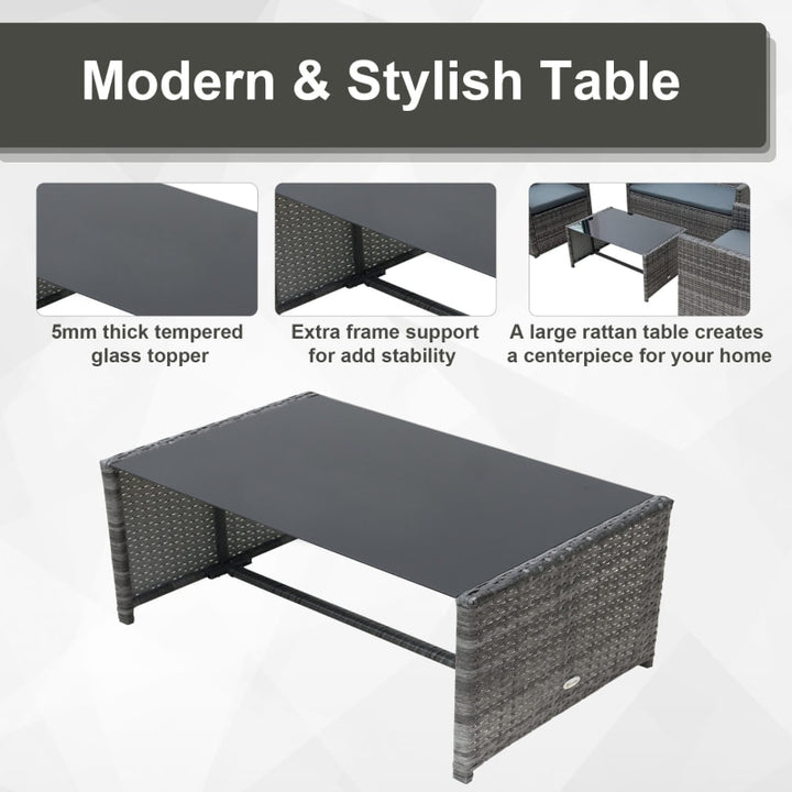 4pc PE Rattan Wicker Galvanized Steel Conversation Furniture Set w Cushions Outdoor Patio, Grey