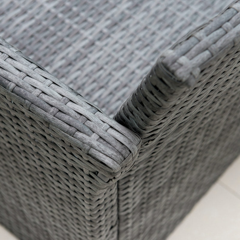 4pc PE Rattan Wicker Galvanized Steel Conversation Furniture Set w Cushions Outdoor Patio, Grey