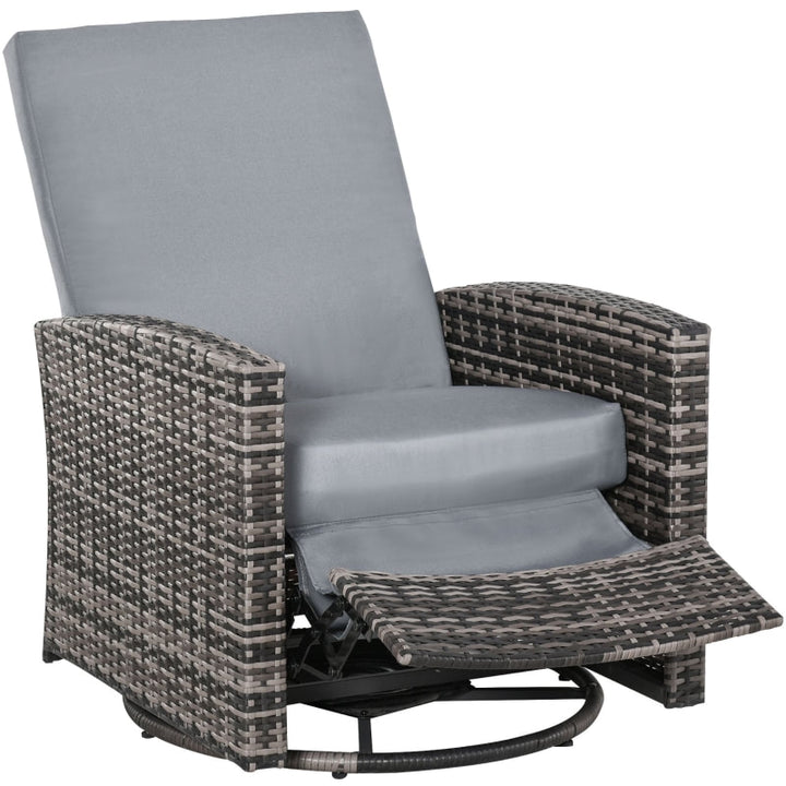 PE Rattan Wicker Outdoor Recliner Lounger Chair for Patio Tanning Beach Pool Deck Garden - Grey