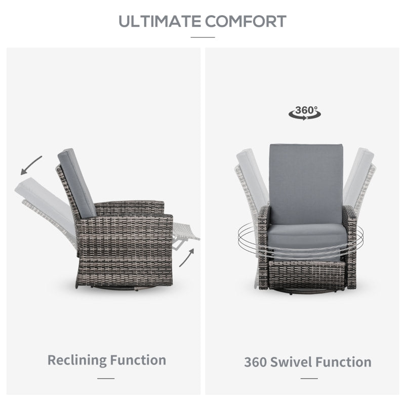 PE Rattan Wicker Outdoor Recliner Lounger Chair for Patio Tanning Beach Pool Deck Garden - Grey