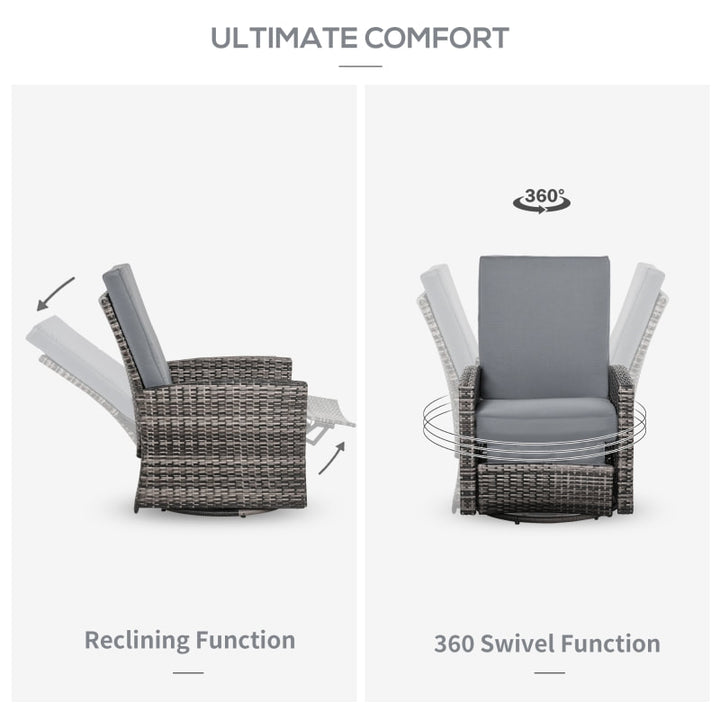 PE Rattan Wicker Outdoor Recliner Lounger Chair for Patio Tanning Beach Pool Deck Garden - Grey