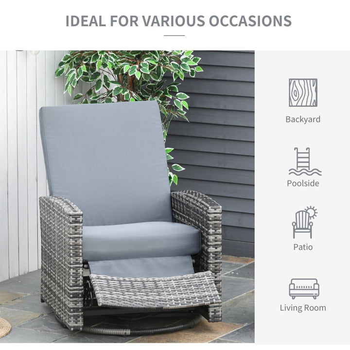 PE Rattan Wicker Outdoor Recliner Lounger Chair for Patio Tanning Beach Pool Deck Garden - Grey