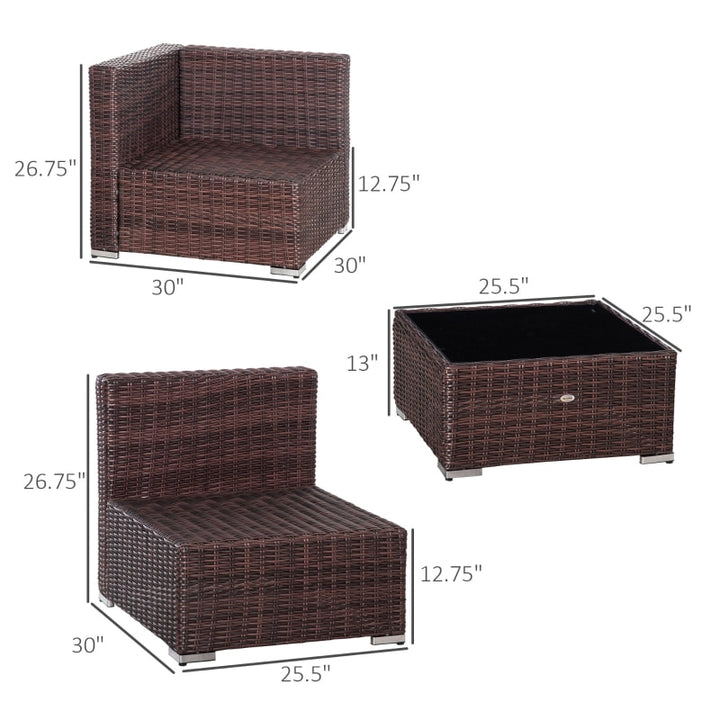 7pc PE Rattan Wicker Sectional Conversation Furniture w/ Cushions Outdoor Patio - Brown, Red