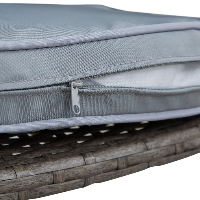 3pc PE Rattan Wicker Bistro Dining Bar Set Table & Chairs w Cushions Patio Deck, Grey, Lt Brown