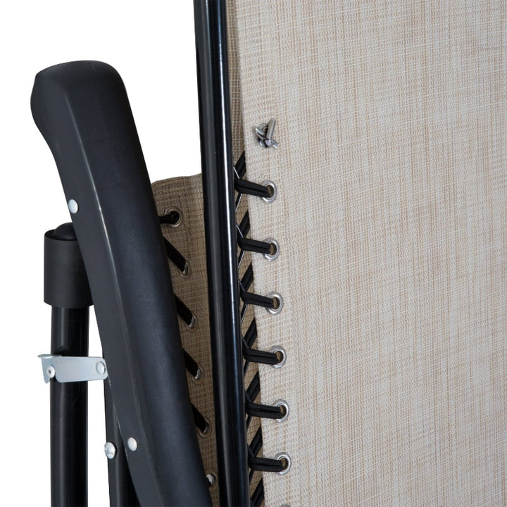 3pc Foldable Outdoor Rocking Mesh Bistro Lounger Set for Patio Pool Deck Garden - Cream Beige