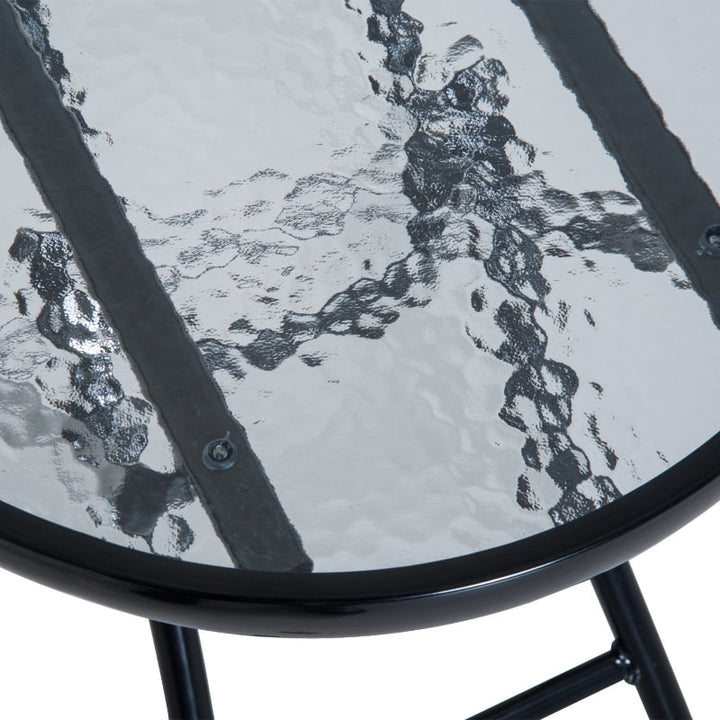 3pc Foldable Outdoor Rocking Mesh Bistro Lounger Set for Patio Pool Deck Garden - Cream Beige