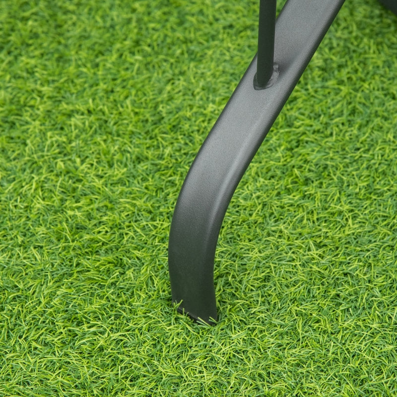 42" Square Glass-Top Steel Outdoor Dining Table w Umbrella Hole for Patio Deck Garden, Black