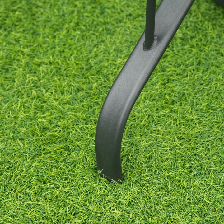 42" Square Glass-Top Steel Outdoor Dining Table w Umbrella Hole for Patio Deck Garden, Black