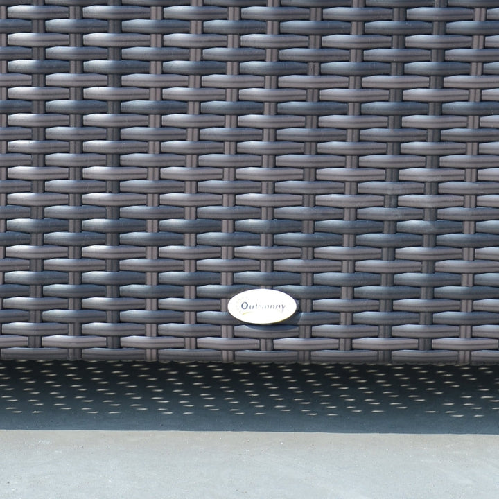 PE Rattan Wicker Coffee Side Table w Glass Top for Outdoor Dining Patio Deck Furniture - Brown