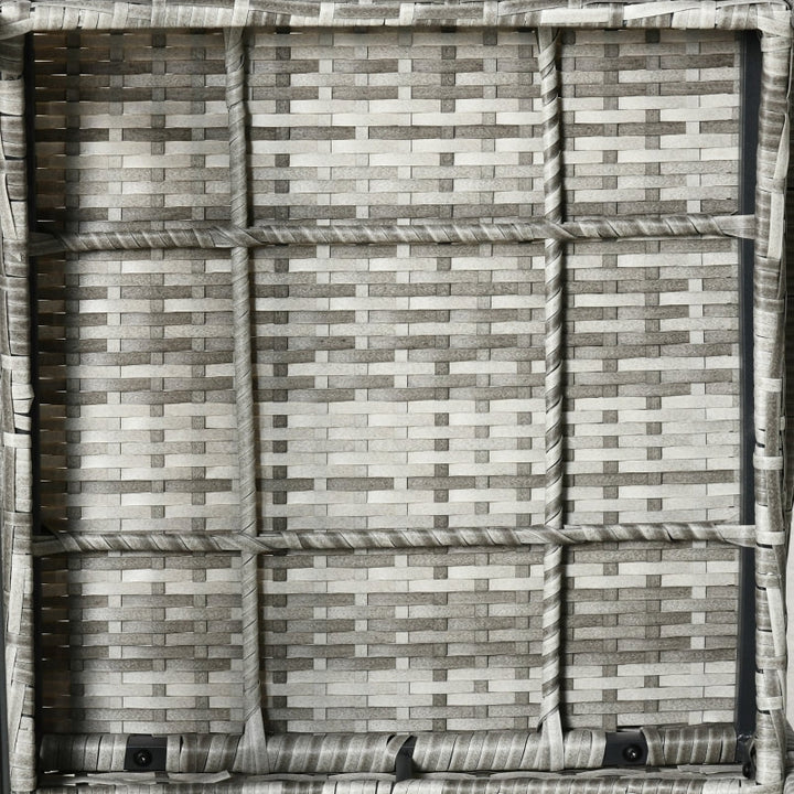 3pc PE Rattan Wicker Bistro Dining Set w Table, 2 Rocking Chairs, Cushions Outdoor Patio, Grey