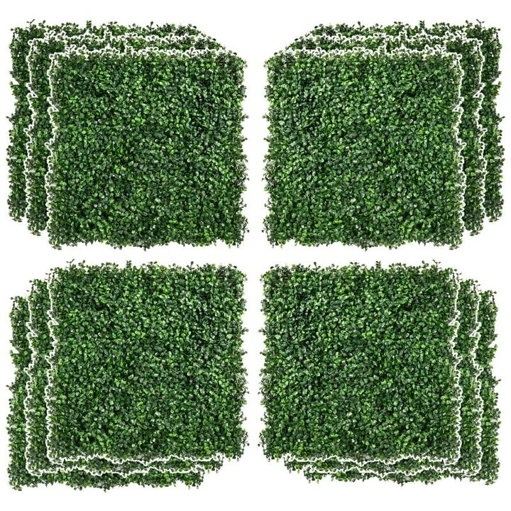 12pc Artificial Evergreen Milan Leaf Wall Panel Backdrop Privacy Garden Patio Screen Greenery